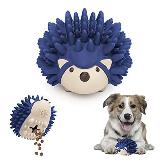 Bella Boo Pets Interactive Dog Toy for Strong Chewers - Freddy The Hedgehog Blue All-in-One Treat Ball + Food Dispensing Slow Feeder Dog IQ Puzzle + Dog Crate Toy for Medium and Large Breed Dogs