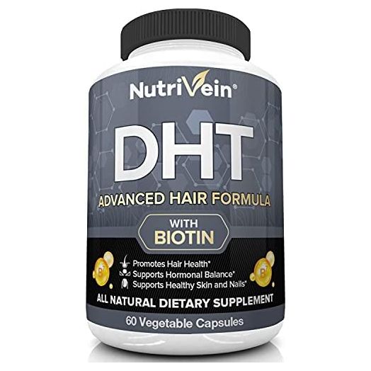 Nutrivein DHT Blocker with Biotin, Boosts Hair Growth & New Follicle Growth, 30 Day Supply (60 Capsules, Two Daily)
