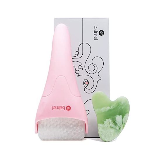 BAIMEI Ice Roller and Gua Sha Facial Tools, Ice Roller for face Reduces Puffiness Migraine Pain Relief, Pink