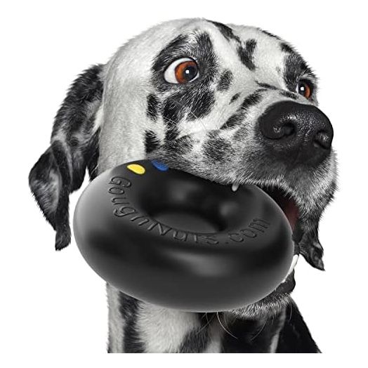 Goughnuts — Dog Toys for Aggressive Chewers | Virtually Indestructible Dog Toys for Large Breeds Such as Pit Bulls | Heavy Duty Dog Toy | Black