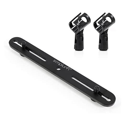 Simplurfi Microphone Bar - Universal Compatibility, Adjustable Length 2.81-9.87", Holds 3 Mics - With 2 Microphone Clips