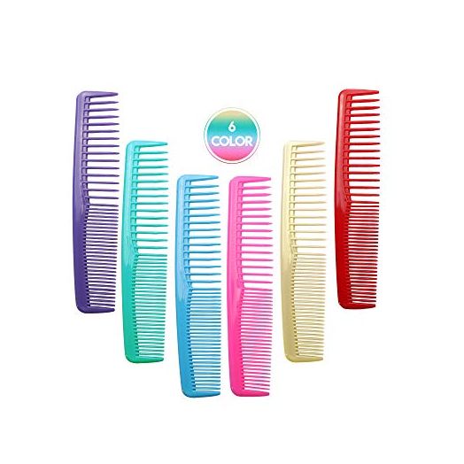 QITIMIR Colorful Hair Comb Set 6 Colors in Pack, Hair Combs and Kids, Detangler Comb, Plastic Comb
