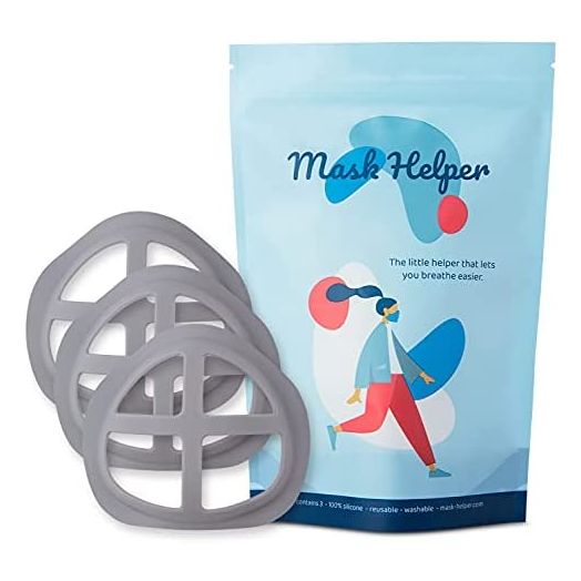 MASK HELPER | Soft Silicone Face Mask Inner Support Frame. Mask Bracket Inserts for Extra Space and Comfortable Breathing Room. Protects Makeup and Lipstick. Washable + Reusable (Size-Adult)