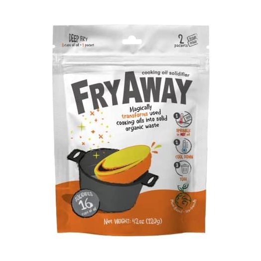 FryAway Deep Fry Waste Cooking Oil Solidifier Powder, 100% Plant-Based Cooking Oil Disposal, Solidifies Up to 8 Cups of Oil per use, (2ct per Package, 16 Cups/4 Liters)