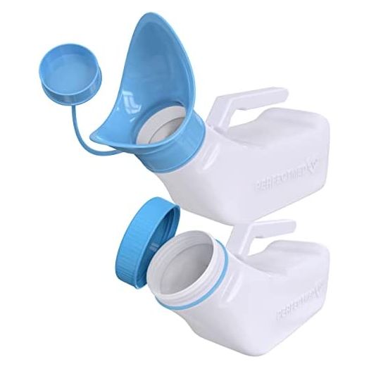 Female Urinal Spill Proof 32 oz (2 Pack)- Urinal for Women & Men - Pee Funnel - Unisex Bed Pan - Portable Urinals for Women - Sturdy Female Urination Device for Car Travel, Road Trip Essentials
