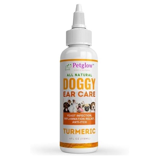 Dog Ear Cleaner Infection for Yeast with Turmeric. Natural Ear Therapy eliminates Painful Ear infections, Odor, Wax, and Stops Chronic Ear Itch.