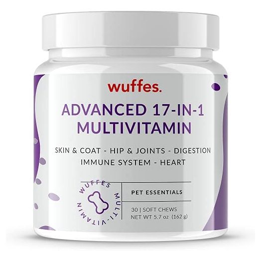 Wuffes 17-in-1 Chewable Dog Vitamins & Supplements - Dog Multivitamin for Small & Large Breed - Whole Food Sources Pet Vitamins Formula - for Skin, Coat Heart, Hips, Joints, Digestion & Immune System