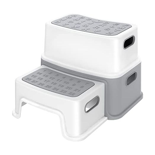 Ronipic 2 Step Stools for Kids, Toddler Step Stool for Toilet Potty Training, Anti-Slip Potty Stools with Numbers/ABC, Bathroom Step Stool for Kitchen
