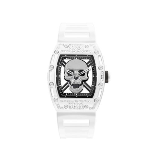 ED HARDY Skull Men's Silver/White Plastic Analog Watch