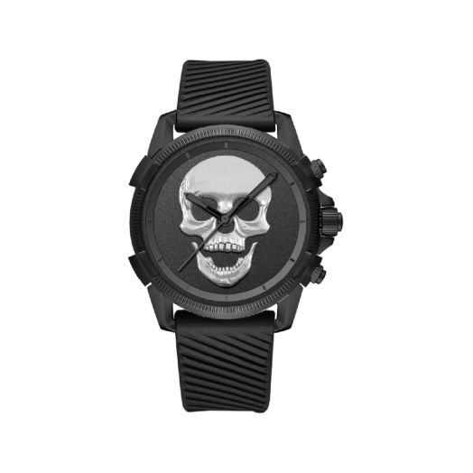 ED HARDY Skull Men's Quartz Movement Matte Silver/Black Analog Watch