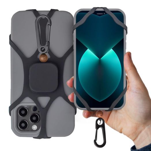 Pulpo Safety Cell Phone Leash - Anti-Drop Cell Phone Harness Compatible with Most Smartphones - Heavy Duty Retractable Tether - Anti Theft Phone Strap Lightweight Case Friendly Leashes - 2AM Black