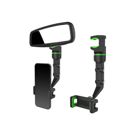 Universal Multi-Use Car Phone Holder, Dash Cam Mount, Action Sports Camera Mount, Rearview Mirror Phone Mount, Rotates 360°, iPhone Holder, Android Holder, Bonus Gift Included (Green)