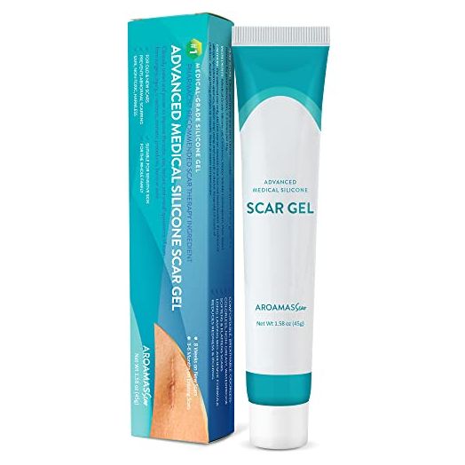 Aroamas Scar Advanced Scar Gel - Medical-Grade Silicone Scar Gel for Surgical Scars, for Face, Scar gel with silicone for Keloids, C-Section, Cosmetic Procedures, Burns, Injuries - 45g