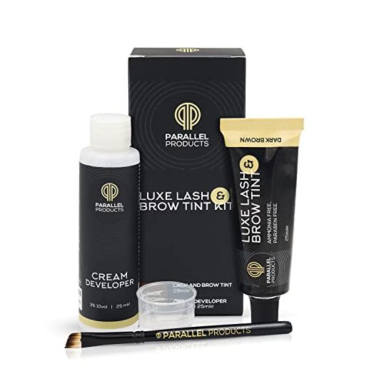Parallel Products - Luxe Color Kit - 25mL Cream Hair Color & 25mL Cream Developer w/ Mixing Dish and Application Brush (Dark Brown)