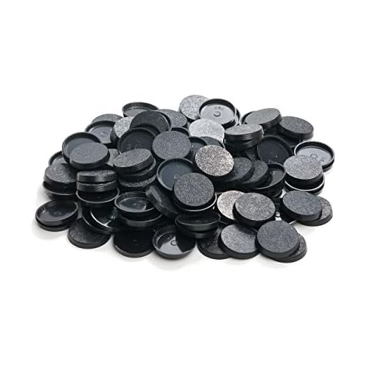 25mm Textured Plastic Round Bases or 0.98inch Wargames Table Top Games 120 Count