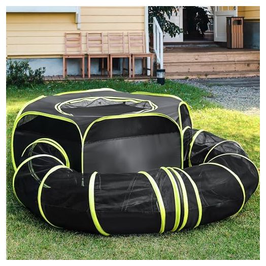 Outdoor Cat Enclosures Playground, Cat Tent with Claw Proof Tunnel and Floor, Outdoor Cat Tunnel with Storage Bag, Outside Cat House for Indoor Cats, Portable Enclosed Safe Playpen for Cats