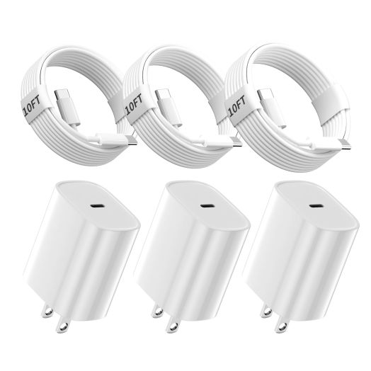 iPhone 15 Pro Max Charger,10Ft Long Fast Charging Cable Cord with 20W USBC Charger iPhone 15 Fast Charger Block for iPhone 15 Pro Max/15 Pro/15/15 Plus,iPad Pro 12.9/11 inch,iPad Air 5th/4th,3 Pack
