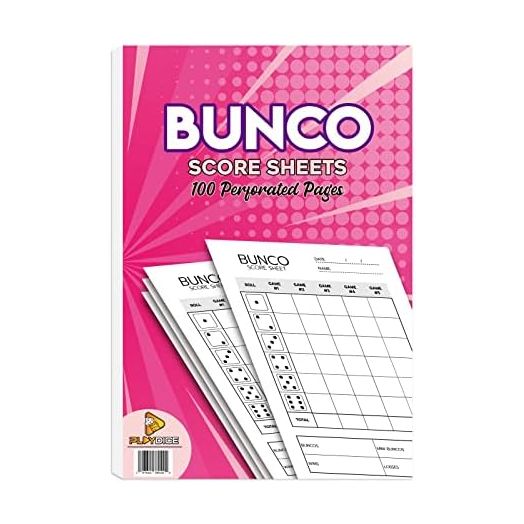 Bunco Score Sheets: 100 Single Side Large Print Score Sheets with Perforation, Perfect Addition to Your Bunco Game Kit and Bunco Party Supplies