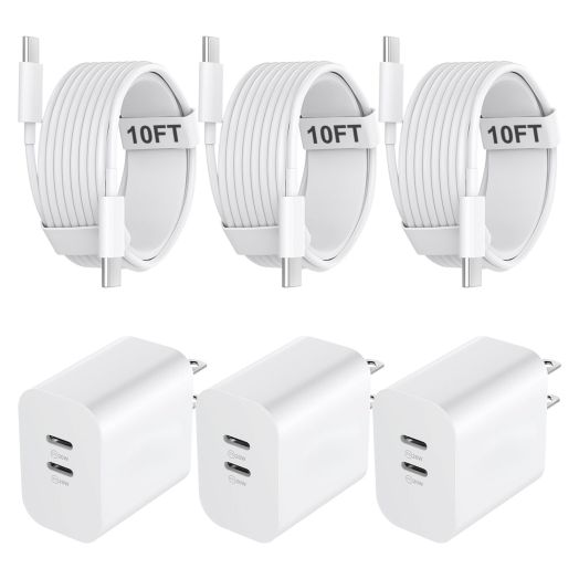 USB C Charger for iPhone 15 Pro Max Charger Fast Charging, 20W USB C Charger Block with 10FT Long USB C to C Fast Charging Cord Cable Compatible for iPhone 15 Pro Max/15 Pro/15 Plus,Samsung Galaxy