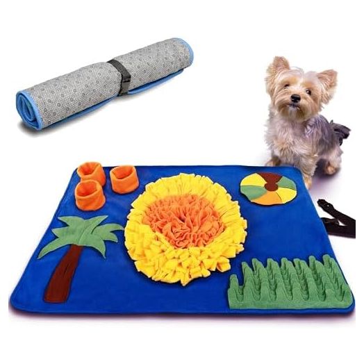 Puff and Percy's 30"x22" Snuffle Mat for Small Dogs, Rabbits, and Cats - Interactive Sniffing Toy for Mental Stimulation and Slow Feeding - Fun in The Sun