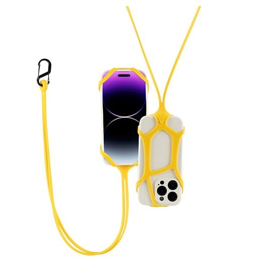 Pulpo Safety Cell Phone Leash - Anti-Drop Cell Phone Harness Compatible with Most Smartphones - Heavy Duty Retractable Tether - Anti Theft Phone Strap Lightweight Case Friendly Lanyard (Midday Yellow)