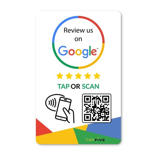 Google Review Tap Card, 1-Pack by TapFive: Reusable Smart Tap NFC & QR for Instant Reviews - iPhone & Android - Boost Business Reviews Quickly - Powered by TapSnap (1-Pack)