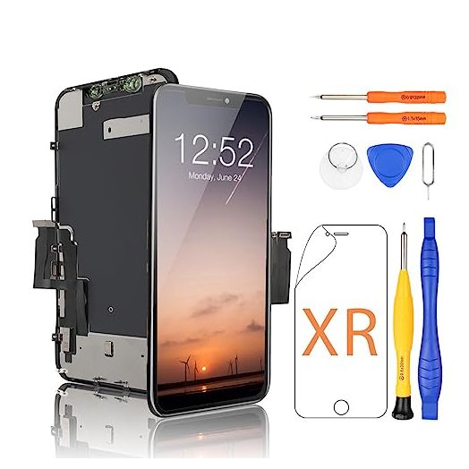 Yodoit for iPhone XR Screen Replacement Kit COF Full HD LCD Display 3D Touch Digitizer Frame with Repair Tool for Model A1984, A2105, A2106, A2107 Black 6.1 inch