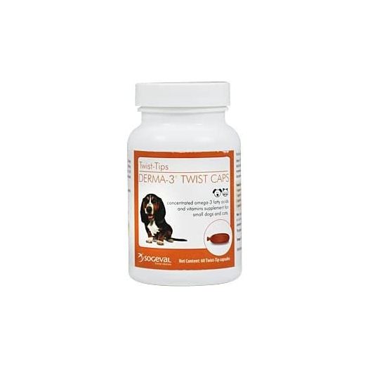 Derma-3 Twist Caps For Small Dogs and Cats, 60 Capsules by Sogeval Laboratories