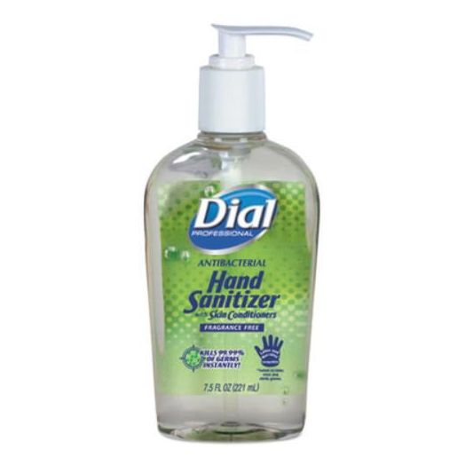 Dial Professional Antibacterial Hand Sanitizer with Moisturizers, 7.5 oz Pump Bottle, 12/Carton
