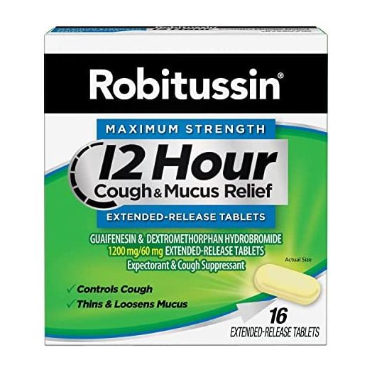 Robitussin Tablet 12 Hour Cough and Mucus Relief Extended-Release, Controls Cough, Thins and Loosens Mucus, Alcohol Free, 1 Tablet every 12 Hours, 16 Count