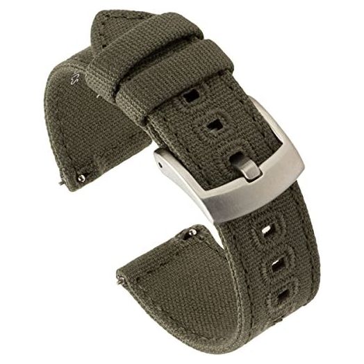 Benchmark Basics Quick Release Canvas Watch Strap - Woven Cotton Fabric Watch Bands for Men & Women - Choice of Color & Width - 20mm or 22mm