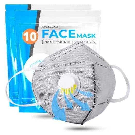 Face Mask Disposable 10 Pack | Sport Face Mask with Breathing Valve Grey | Face Mask for Women and Men | Disposable Face Masks Lightweight with Earloops , Breathable and Comfortable!