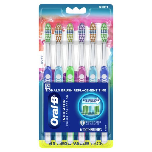 Oral-B Indicator Contour Clean Toothbrushes, Soft, 6 Count