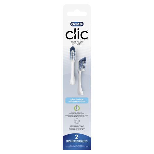 Oral-B Clic Toothbrush Clean Replacement Brush Heads, White, 2 Count