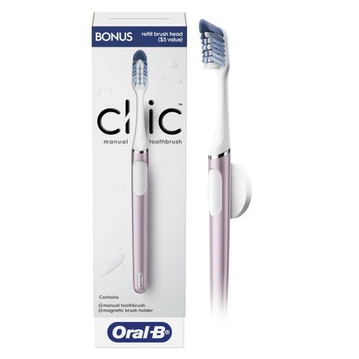 Oral-B Clic Manual Toothbrush with Magetic Brush Mount, Rose, 1 Ct
