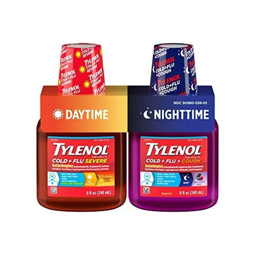 Tylenol Cold + Flu Severe Daytime & Nighttime Liquid Cough Medicine, 2 ct. of 8 fl. oz
