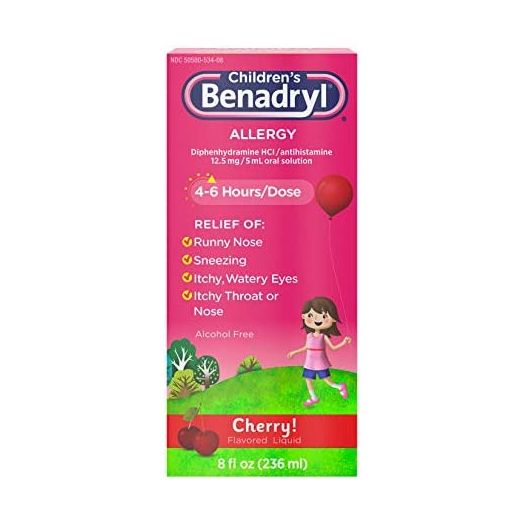 Children's Benadryl Allergy Liquid, 8 Fl. Oz (Pack of 2)