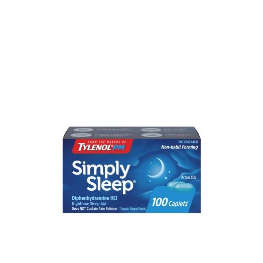 Simply Sleep Nighttime Sleep Aid Caplets, 100 Count