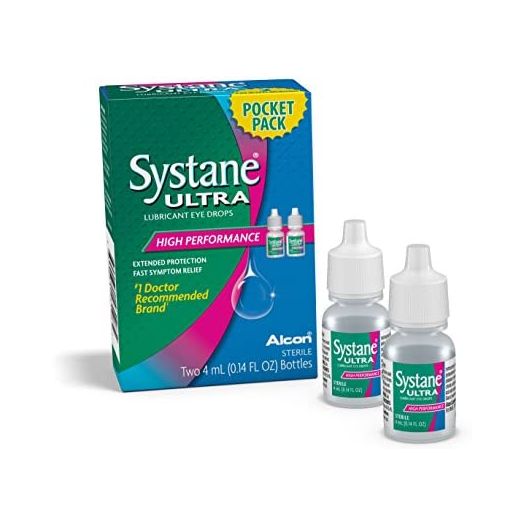 Systane Ultra Eye Drops Lubricant High Performance,Two 4ml bottles, 0.14 Fl. Oz (Pack of 2)