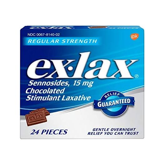 ex-lax Regular Strength Chocolated Stimulant Laxative Constipation Relief Pills for Occasional Constipation, Chocolate Laxatives - 24 count