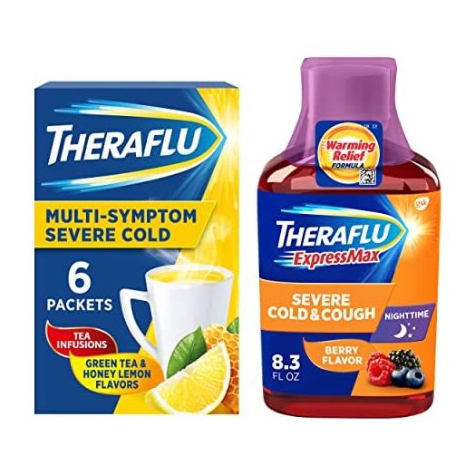 Theraflu ExpressMax Severe Cold and Cough 8.3 oz Syrup Plus Theraflu Multi-Symptom Severe Cold 6 ct Powder