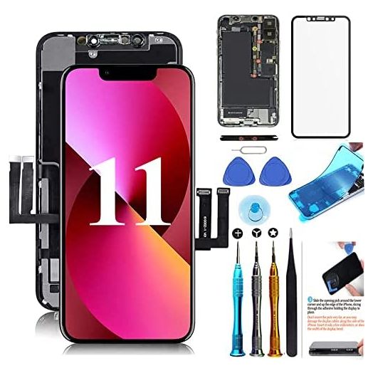 Screen Replacement Compatible for iPhone 11 Screen Replacement 6.1 inch LCD Display 3D Touch Digitizer Frame Assembly Full Repair Kit, with Repair Tools