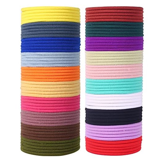 100PCS Hair Elastics Hair Ties, 4MM Colorful Ponytail Holders Hair Bands, 2 Inch in Diameter Elastic Band