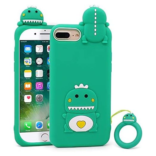 YONOCOSTA Cute iPhone 7 Plus Case Little Dinosaur iPhone 8 Plus Case, iPhone 6 Plus Case, iPhone 6s Plus Case, Animals Funny 3D Cartoon Soft Silicone Cases Shockproof Cover for Girls Boys Kids Women