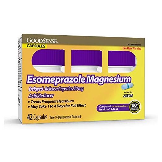 GoodSense Esomeprazole Magnesium Delayed Release Capsules 20 mg, Proton Pump Inhibitor (PPI), Frequent Heartburn Treatment, 42 Count