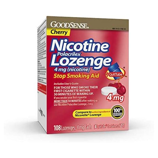 GoodSense Nicotine Lozenge 4 mg, Reduce Nicotine Cravings and Stop Smoking with a Nicotine Replacement Therapy, 108 Count