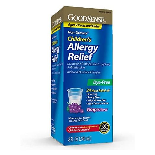 GoodSense Children’s Loratadine Oral Solution 5 mg/5 mL, Allergy Relief, Grape Flavor, 8 Ounces