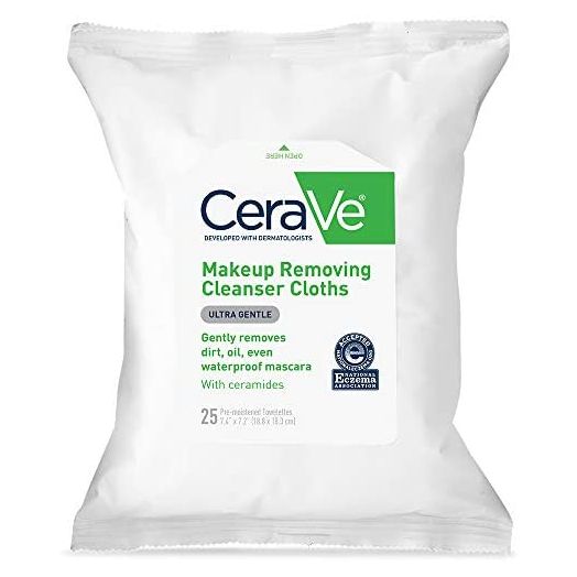 CeraVe Makeup Removing Cleanser Cloths | Makeup Wipes to Remove Dirt, Oil, & Waterproof Eye & Face Makeup | Fragrance Free | 25 Count