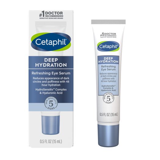 Cetaphil Deep Hydration Refreshing Eye Serum With Hyaluronic Acid, Vitamin E & Vitamin B5, Under Eye Cream For Dark Circles and Puffiness, 0.5 fl oz
