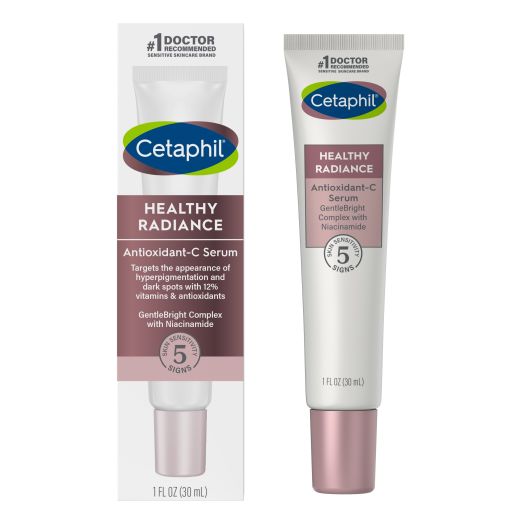 Vitamin C Serum by Cetaphil, Healthy Radiance Antioxidant-C Serum, Brightens and Visibly Reduces Dark Spots and Hyperpigmentation, Designed for Sensitive Skin, Hypoallergenic, Fragrance Free, 1 oz
